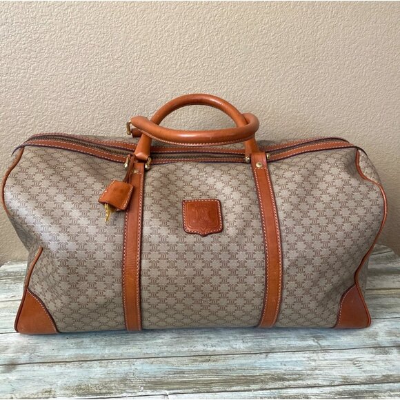 Vintage Céline Macadam Duffle Bag Large Travel Boston Weekender 45cm Unisex - Picture 1 of 16
